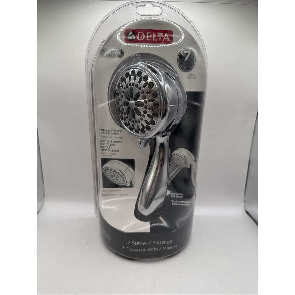 New Delta #75700 Chrome 7-Spray Hand Held Messaging Shower Head